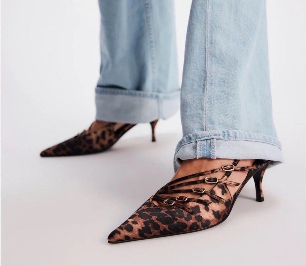 Jeffrey Campbell Rayna Leopard Slingback Heels Pumps Strappy Buckle Size 10